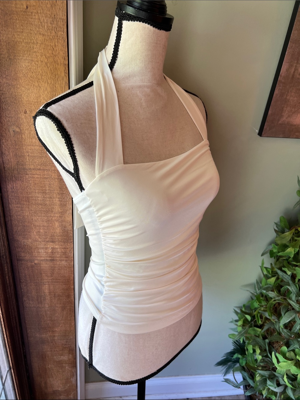 Cream Halter Ruched Tank - Picture 2 of 7